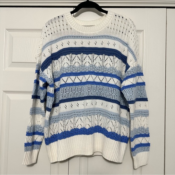 LOFT Sweaters - Ann Taylor LOFT Mixed Pointelle Sweater in Rainwashed Blue Size XL NWT